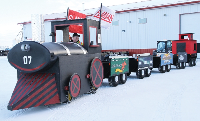 The Flaman staff in Moosomin have created this train, which will be providing rides around downtown Moosomin this evening for Moonlight Madness.